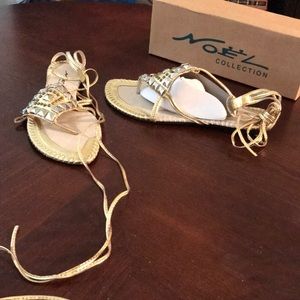 Stylish Lady lace up the thigh flat